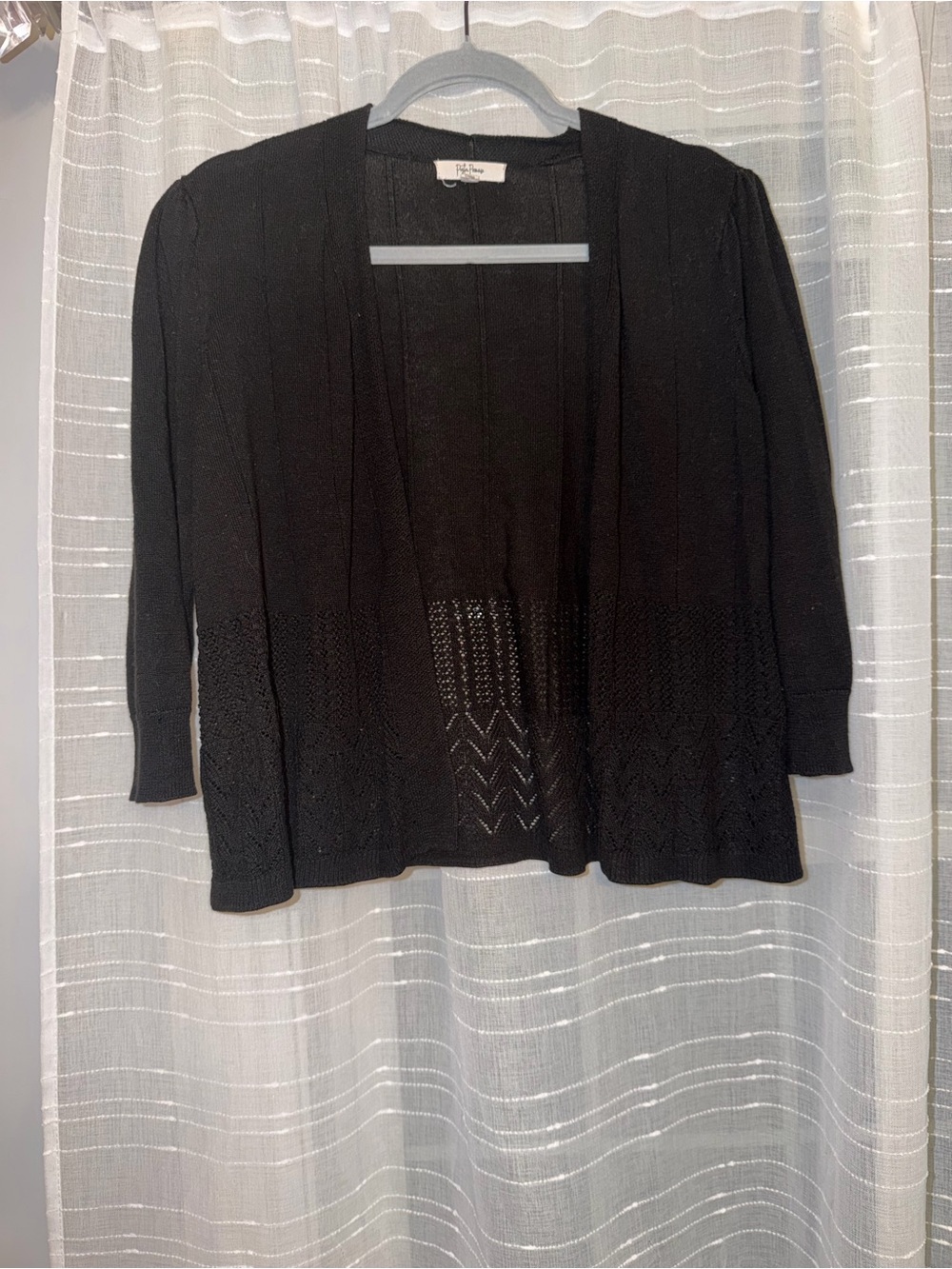 Peyton Primrose Black Open Front Cardigan Knit Sweater - Size M